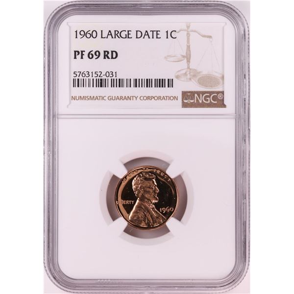 1960 Large Date Proof Lincoln Memorial Cent Coin NGC PF69RD