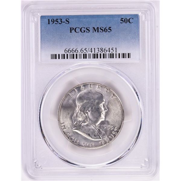 1953-S Franklin Half Dollar Coin PCGS MS65