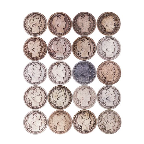 Roll of (20) Mixed Date Barber Half Dollar Coins