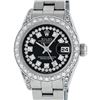 Image 2 : Rolex Ladies Stainless Steel Black Diamond Oyster Quickset Datejust Wristwatch