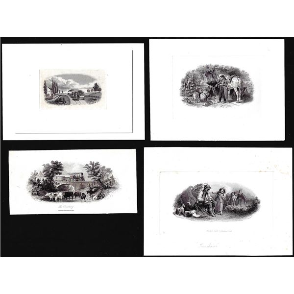 Lot of (4) 1800's Vignette from Original Proof Plates