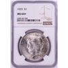 Image 1 : 1925 $1 Peace Silver Dollar Coin NGC MS64+