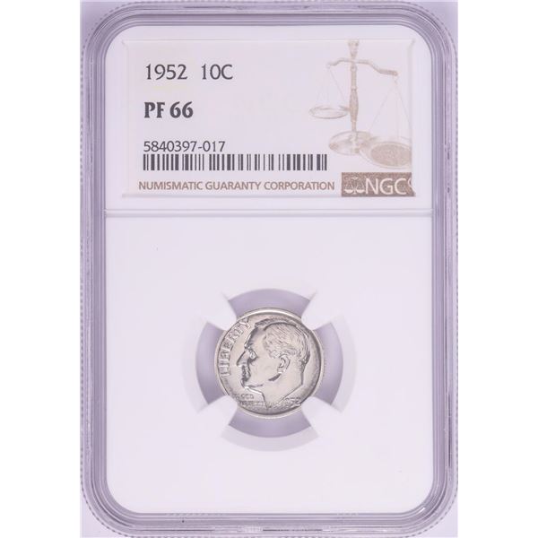 1952 Proof Roosevelt Dime Coin NGC PF66