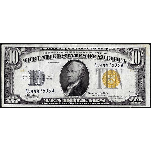 1934A $10 North Africa WWII Emergency Issue Silver Certificate Note