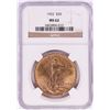 Image 1 : 1922 $20 St. Gaudens Double Eagle Gold Coin NGC MS62
