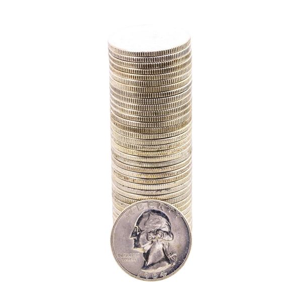 Roll of (40) Brilliant Uncirculated 1964-D Washington Quarters