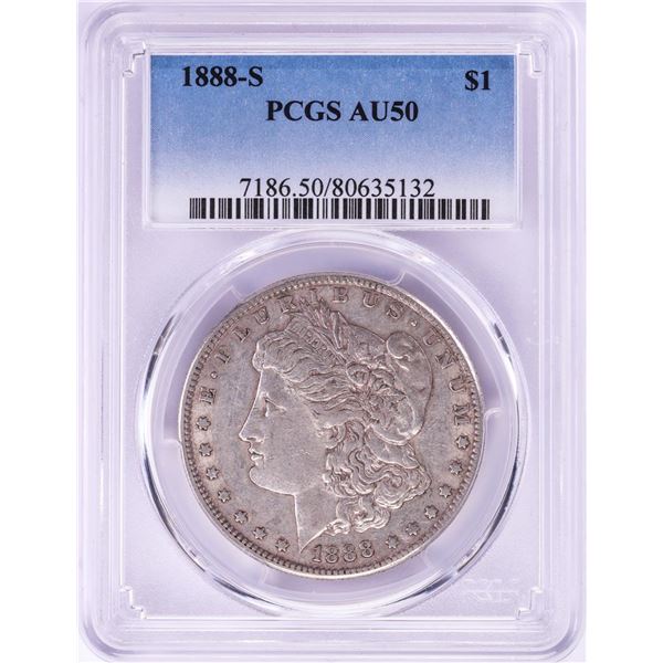1888-S $1 Morgan Silver Dollar Coin PCGS AU50