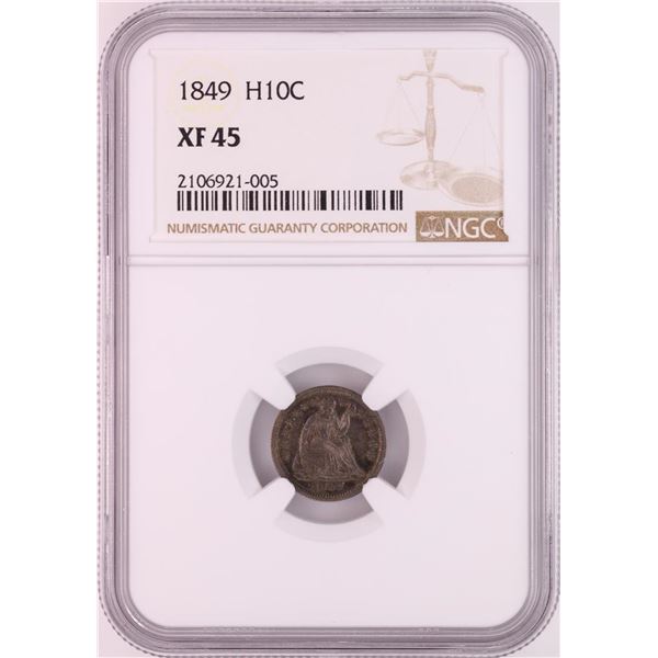 1849 Seated Liberty Half Dime Coin NGC XF45