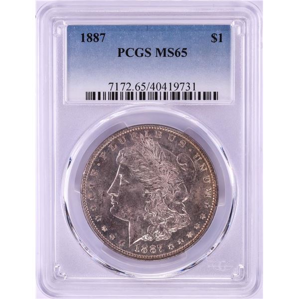 1887 $1 Morgan Silver Dollar Coin PCGS MS65 Nice Toning
