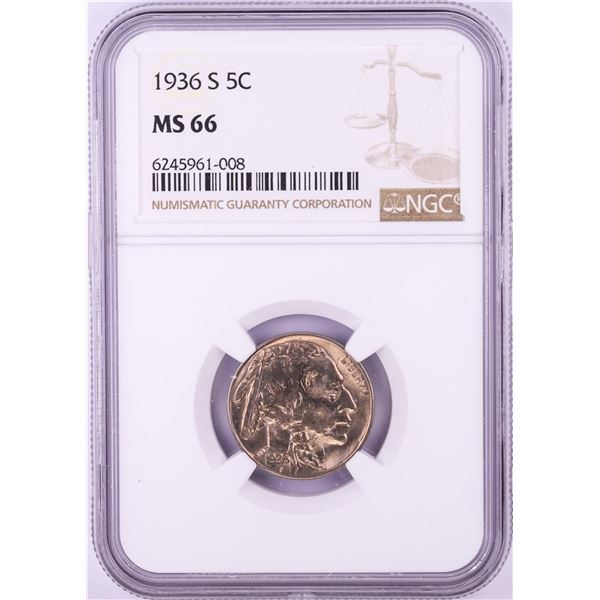 1936-S Buffalo Nickel Coin NGC MS66