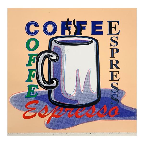 Steve Kaufman (1960-2010) "Espresso" Original Mixed Media on Canvas
