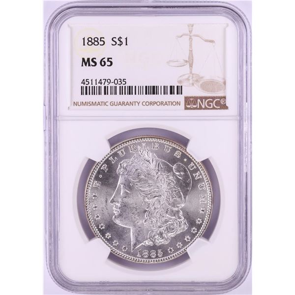 1885 $1 Morgan Silver Dollar Coin NGC MS65