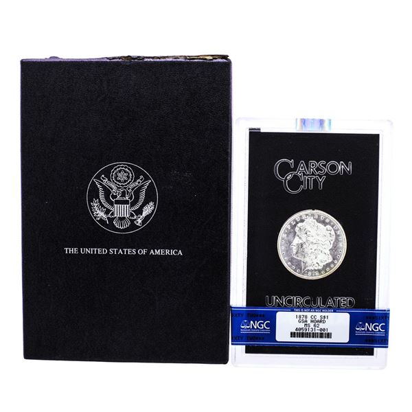 1878-CC $1 Morgan Silver Dollar Coin GSA Hoard NGC MS62 w/Box & COA