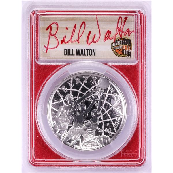 2020-P $1 Basketball HOF Silver Dollar Coin PCGS PR70DCAM Bill Walton Signature FDOI