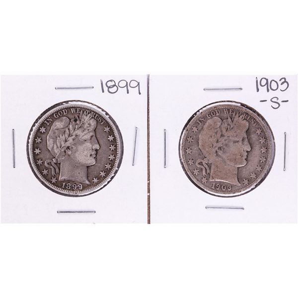 Lot of 1899 & 1903-S Barber Half Dollar Coins