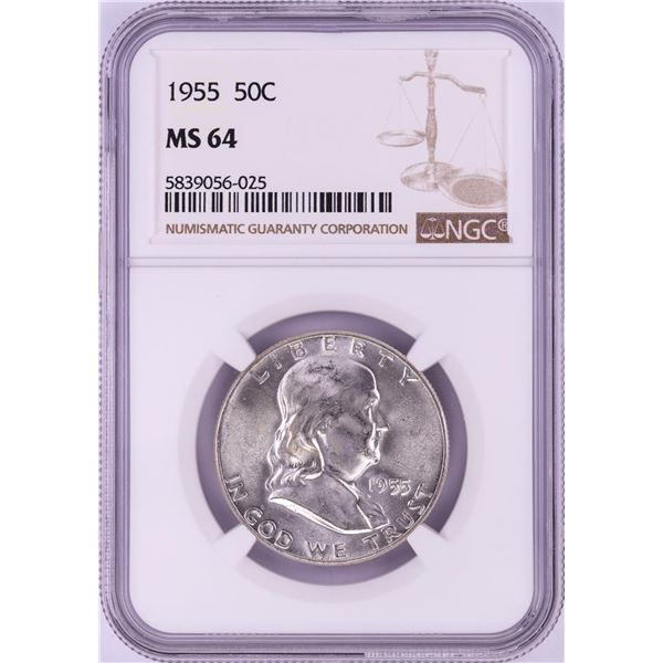 1955 Franklin Half Dollar Coin NGC MS64