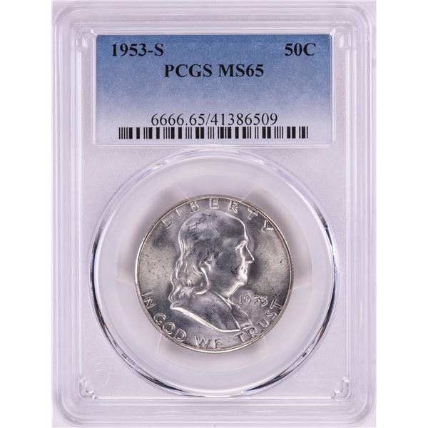 1953-S Franklin Half Dollar Coin PCGS MS65