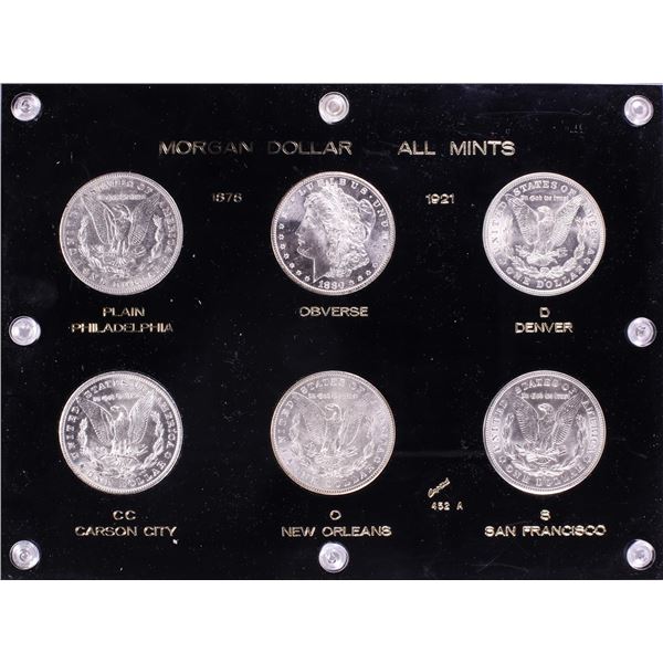 Lot of (6) $1 Morgan Silver Dollar Coins All Mints in Holder