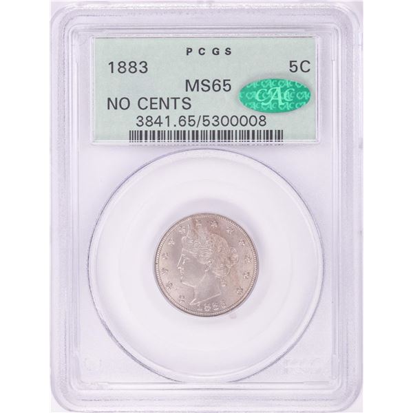 1883 No Cents Liberty V Nickel Coin PCGS MS65 CAC Old Green Holder