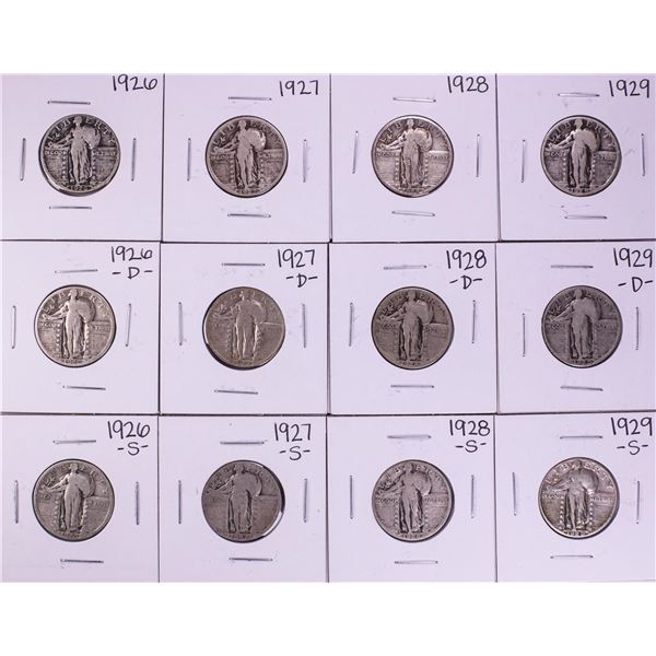Lot of (12) 1926-1929 Standing Liberty Quarter Coins