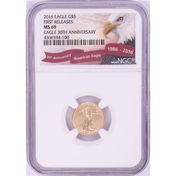 2016 $5 American Gold Eagle Coin NGC MS69 First Releases