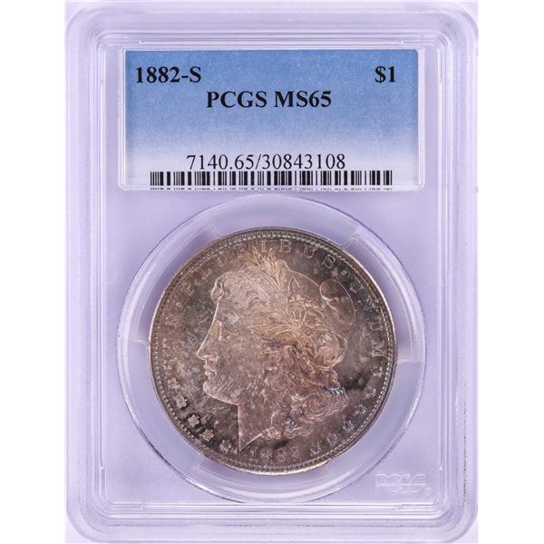 1882-S $1 Morgan Silver Dollar Coin PCGS MS65 Nice Toning