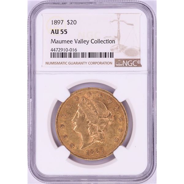 1897 $20 Liberty Head Double Eagle Gold Coin NGC AU55