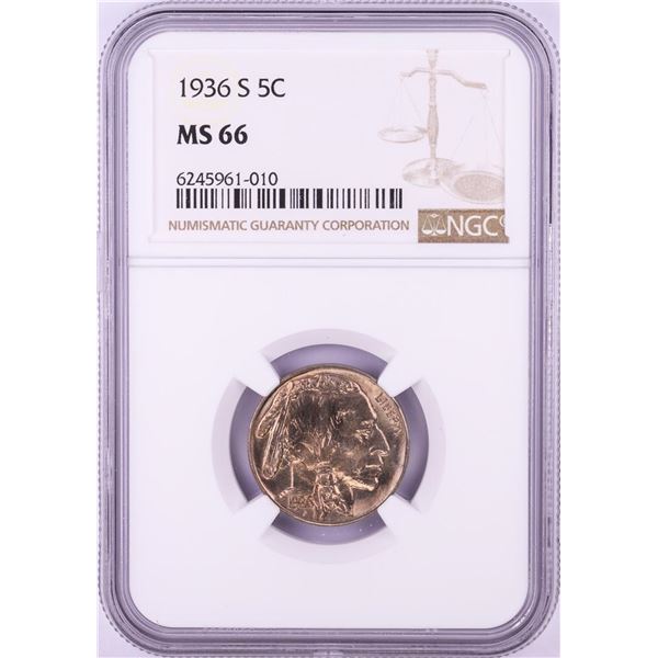 1936-S Buffalo Nickel Coin NGC MS66
