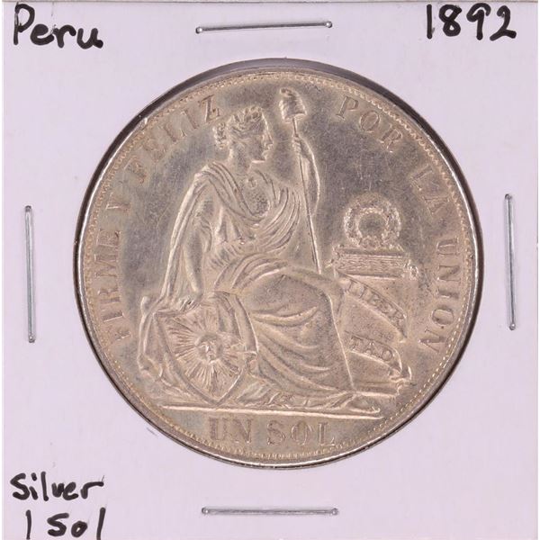 1892 Peru Un Sol Silver Coin