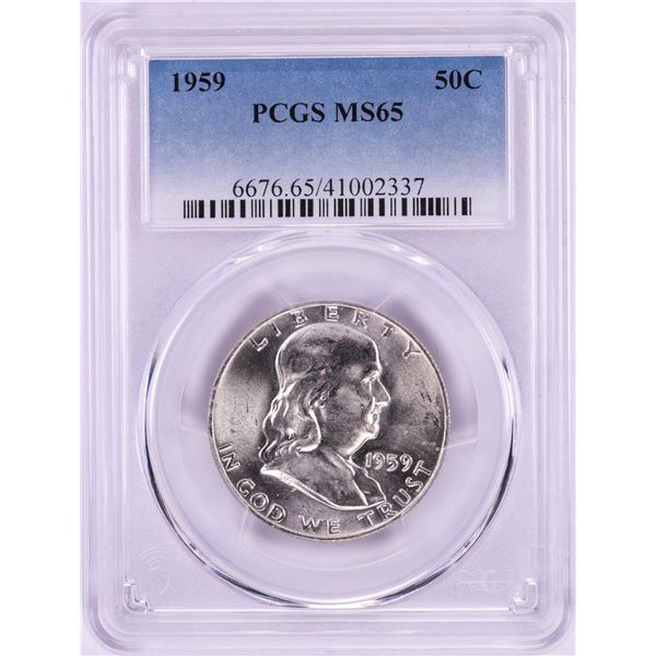 1959 Franklin Half Dollar Coin PCGS MS65