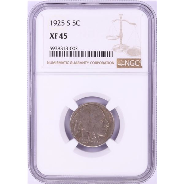1925-S Buffalo Nickel Coin NGC XF45