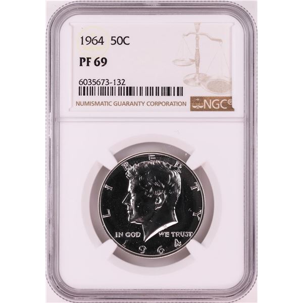 1964 Proof Kennedy Half Dollar Coin NGC PF69