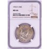 Image 1 : 1953-S Franklin Half Dollar Coin NGC MS64
