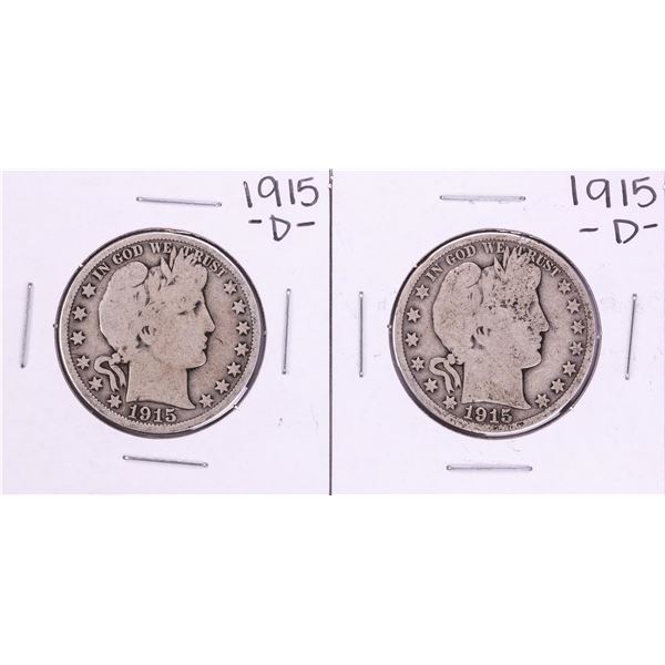 Lot of (2) 1915-D Barber Half Dollar Coins