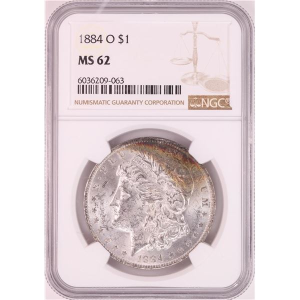 1884-O $1 Morgan Silver Dollar Coin NGC MS62 Great Toning