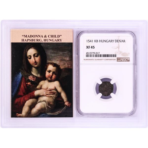 1541 KB Hungary Denar 'Madonna and Child' Coin NGC XF45 w/ Story Box