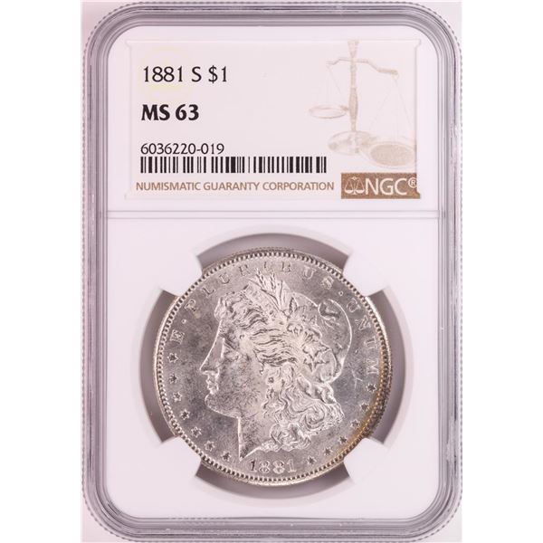 1881-S $1 Morgan Silver Dollar Coin NGC MS63 Nice Toning