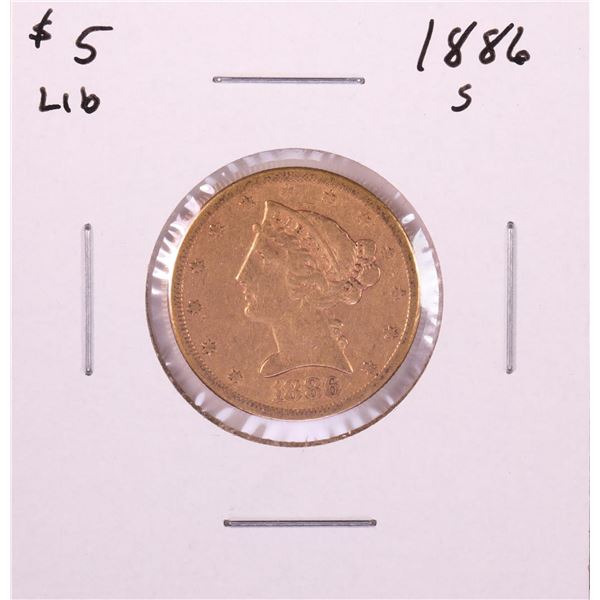 1886-S $5 Liberty Head Half Eagle Gold Coin