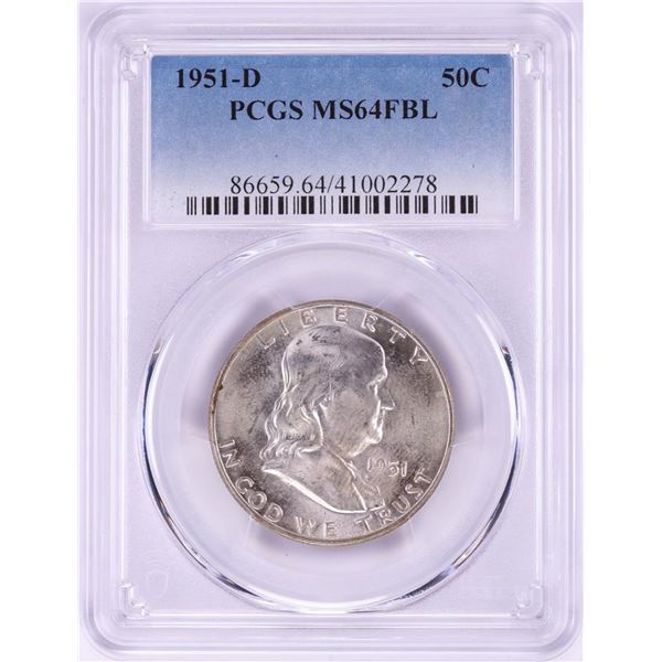1951-D Franklin Half Dollar Coin PCGS MS64FBL