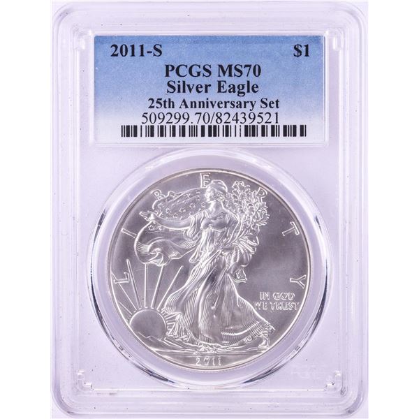 2011-S $1 American Silver Eagle Coin PCGS MS70 25th Anniversary