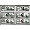 Image 1 : Lot of (6) 2003A $2 Federal Reserve Notes Colorized States