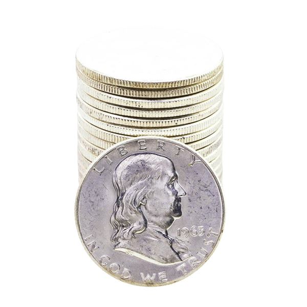 Roll of (20) Brilliant Uncirculated 1963 Franklin Half Dollar Coins
