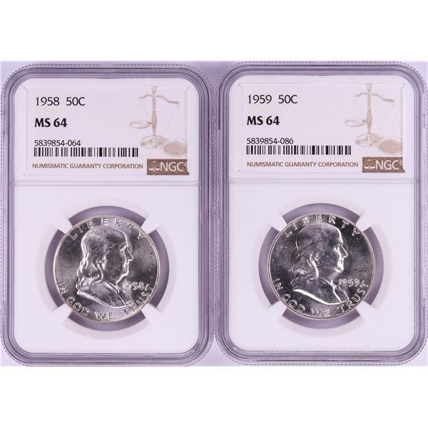 Lot of 1958-1959 Half Dollar Coins NGC MS64