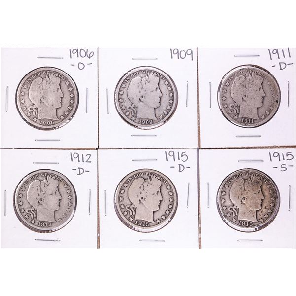 Lot of (6) Miscellaneous Date Barber Half Dollar Coins