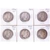 Image 1 : Lot of (6) Miscellaneous Date Barber Half Dollar Coins