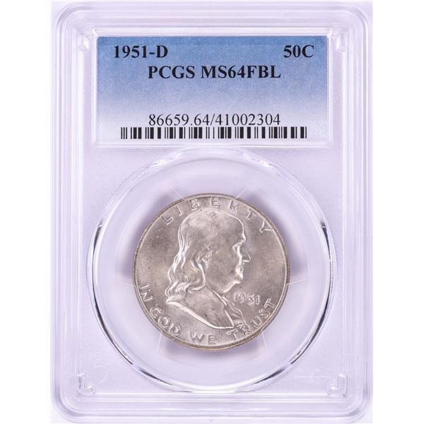 1951-D Franklin Half Dollar Coin PCGS MS64FBL