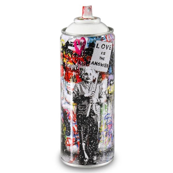 Mr. Brainwash "Love is the Answer (White)" Hand Painted on Spray Can
