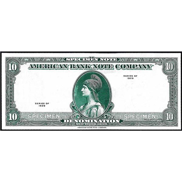 1929 Ten Unit American Bank Note Company Test Note