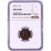 Image 1 : 1911 Lincoln Wheat Cent Coin NGC MS63BN