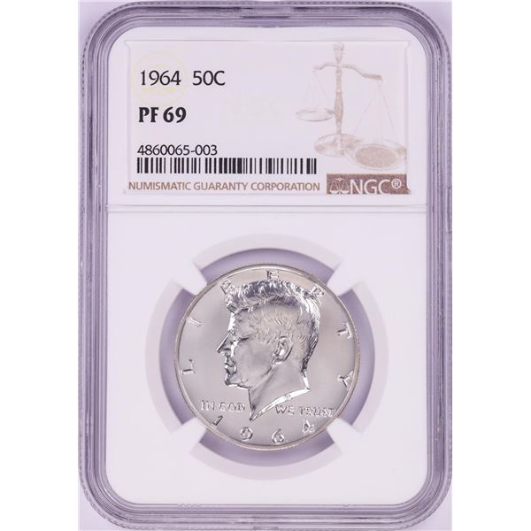 1964 Proof Kennedy Half Dollar Coin NGC PF69